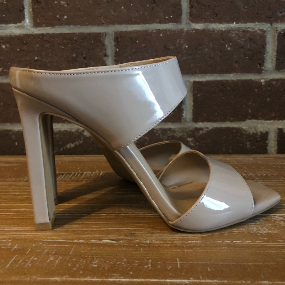Nude square toed heels